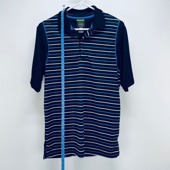 Greg Norman Shirt Size M Men’s Short Sleeve Polo Blue Striped Shark Golf - Picture 3 of 9